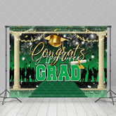 Aperturee - Congrats Grad Bachelor Cap Green Graduation Backdrop